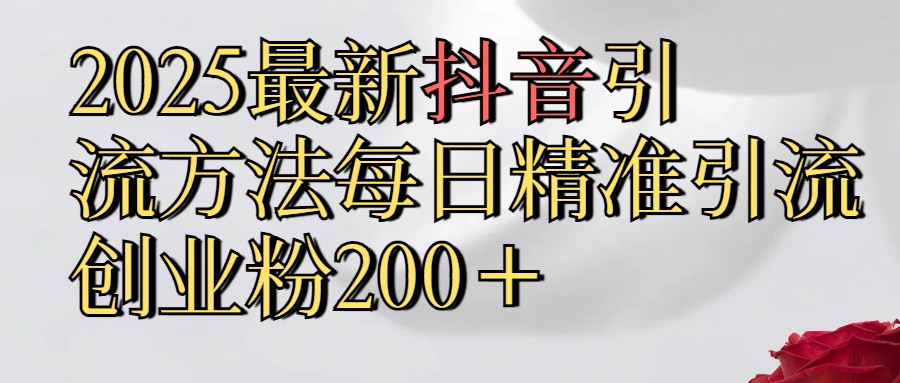 2025最新,抖音引流,方法每日精准引流创业粉300＋-万图副业网