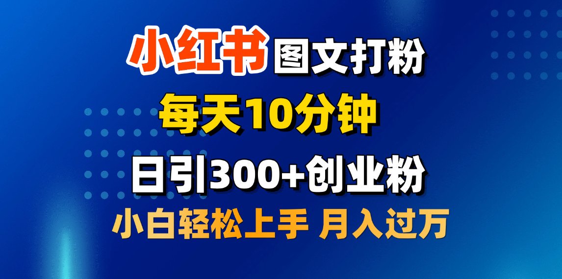 2月小红书图文打粉，每天10分钟，日引300+创业粉，小白轻松月入过万-万图副业网