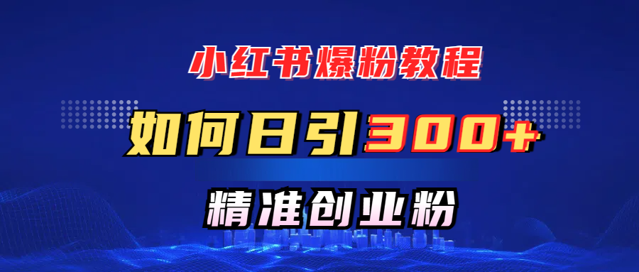 小红书爆粉教程，如何日引300+创业粉，快速实现精准变现！-万图副业网