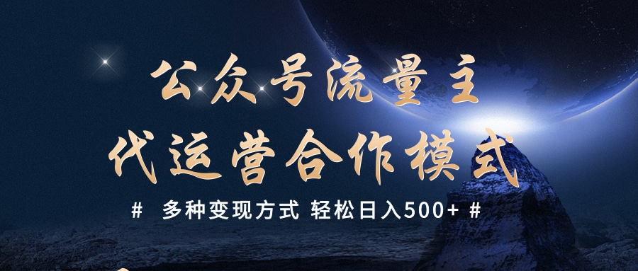 公众号流量主代运营  多种变现方式 轻松日入500+-万图副业网