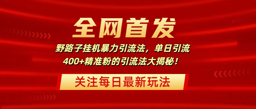 全网首发，野路子挂机暴力引流法，单日引流400+精准粉的引流法大揭秘！-万图副业网