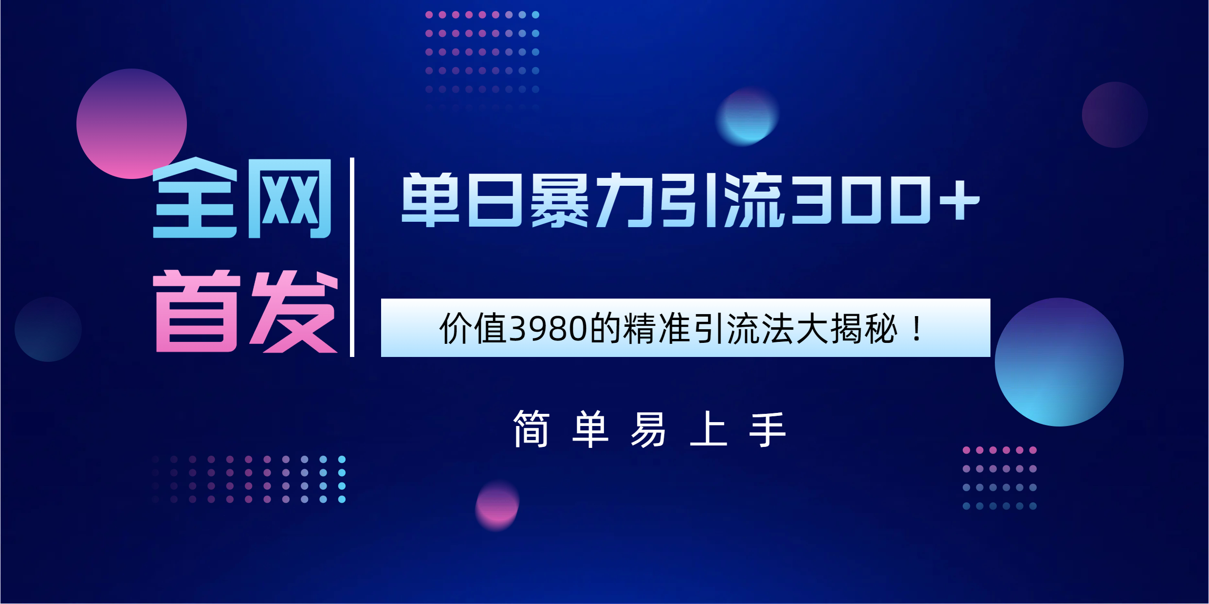 全网首发，价值3980单日暴力引流300+的精准引流法大揭秘！-万图副业网