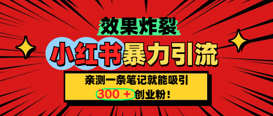 小红书炸裂玩法，亲测一条笔记就能吸引300+精准创业粉！-万图副业网