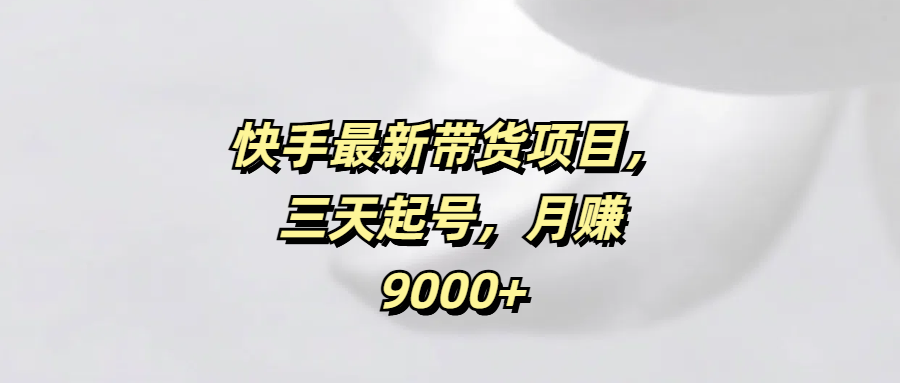 快手最新带货项目，三天起号，月赚9000+-万图副业网
