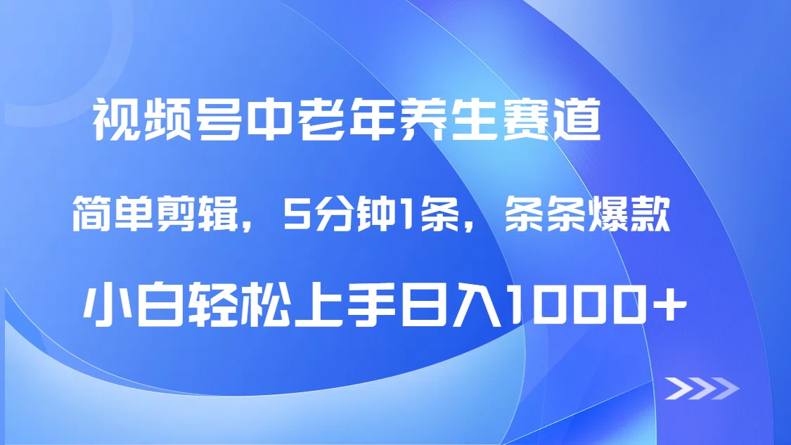 DeepSeek+既梦做视频号中老年养生赛道，条条爆款5分钟1条，轻松日入1000+-万图副业网