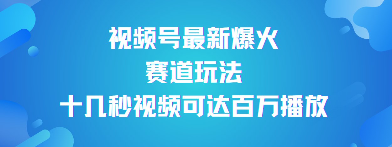 视频号最新爆火赛道玩法，流量巨大，视频制作简单，轻松月入数万-万图副业网