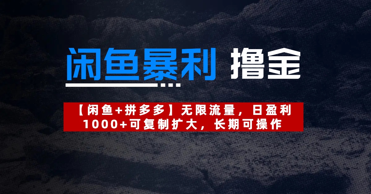 【闲鱼暴利撸金】无限流量，日盈利1000+可复制扩大，长期可操作-万图副业网