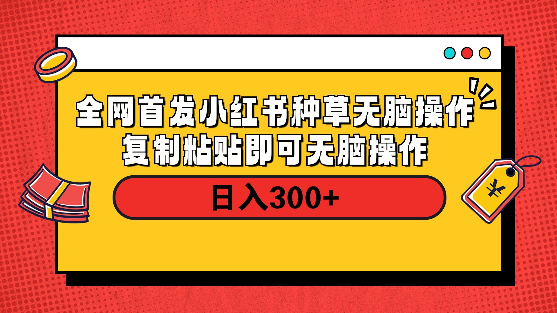 全网首发 小红书种草无脑操作复制黏贴即可 轻松日入300+-万图副业网