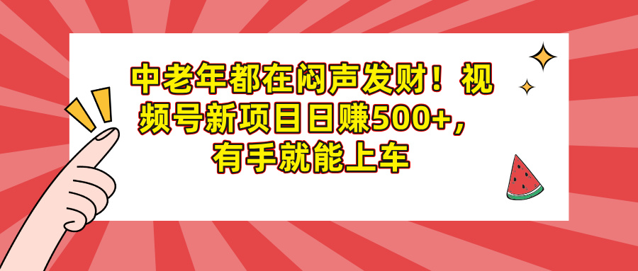 中老年都在闷声发财！视频号新项目日赚500+，有手就能上车-万图副业网