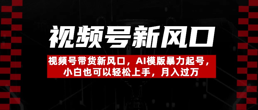 视频号带货新风口，AI模版暴力起号，小白也可以轻松上手，月入过万-万图副业网