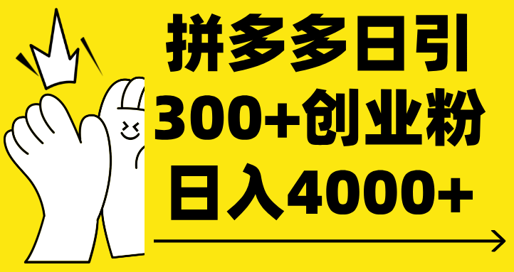 拼多多日引300+创业粉 日入4000+-万图副业网