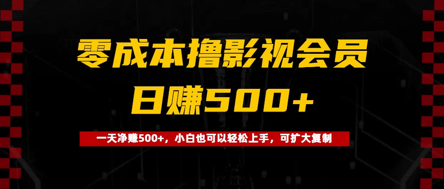 0成本撸影视会员，一天净赚500+，小白也可以轻松上手，可扩大复制-万图副业网