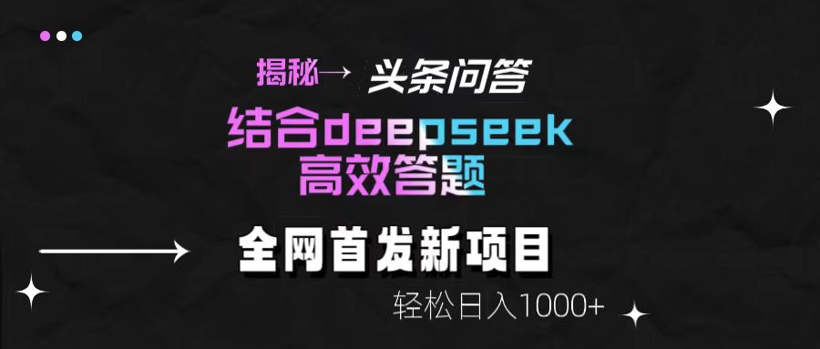 揭秘头条问答新玩法！结合deepseek高效答题，轻松日入1000+-万图副业网
