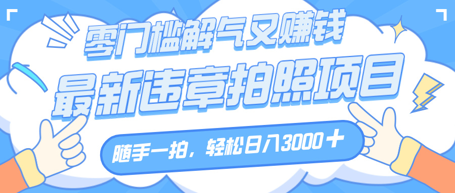 解气又赚钱的项目，随手一拍，轻松收入3000+，最新违章拍照赚钱-万图副业网