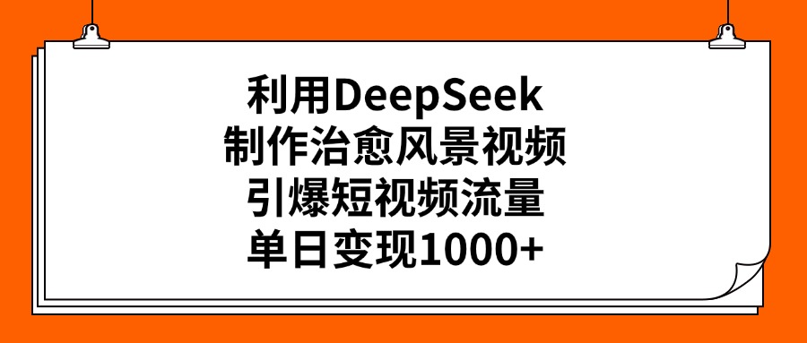 利用DeepSeek，制作治愈风景视频，引爆短视频流量，单日变现1000+-万图副业网