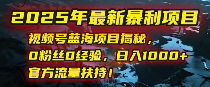 2025年最新暴利项目：视频号蓝海项目揭秘，0粉丝0经验，日入1000+，官方流量扶持！-万图副业网