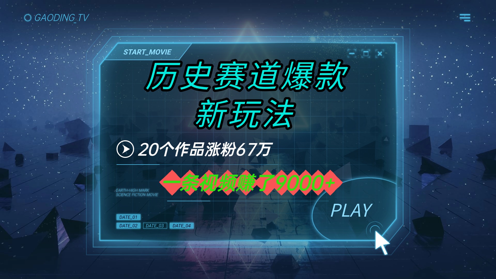 20个作品涨粉67万，一条视频赚了9000+，历史赛道爆款新玩法-万图副业网