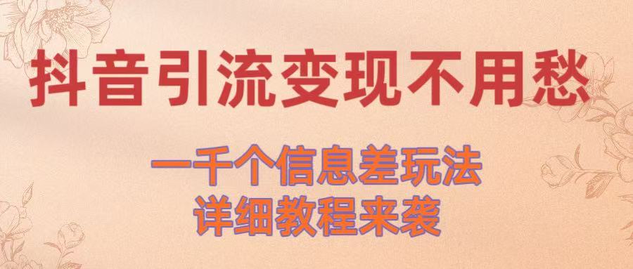 抖音引流变现不用愁！一千个信息差玩法详细教程来袭-万图副业网