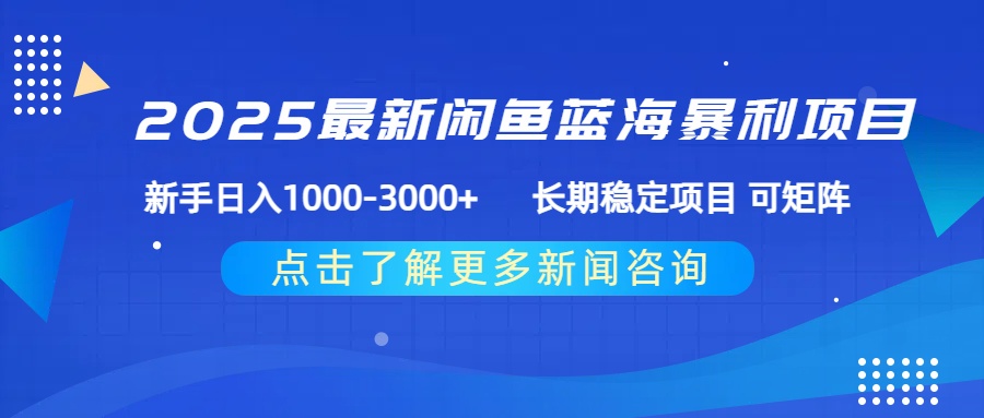 2025最新闲鱼蓝海暴利项目 ，新手日入1000-3000+ 长期稳定项目 可矩阵-万图副业网