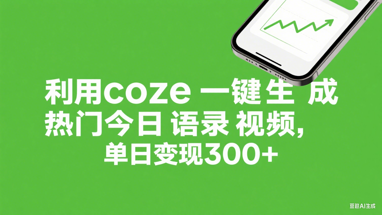利用coze一键生成热门今日语录视频，单日变现300+-万图副业网