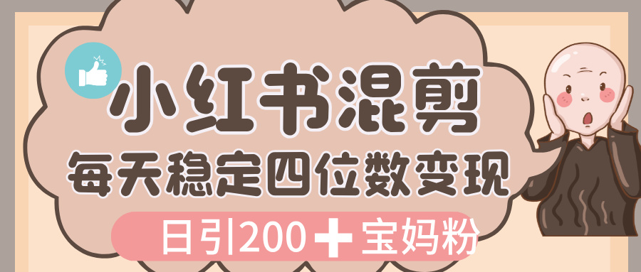 价值 3980 的小红书混剪， 虚拟变现，日引 200+宝妈创业粉，每天稳定四位数变现-万图副业网