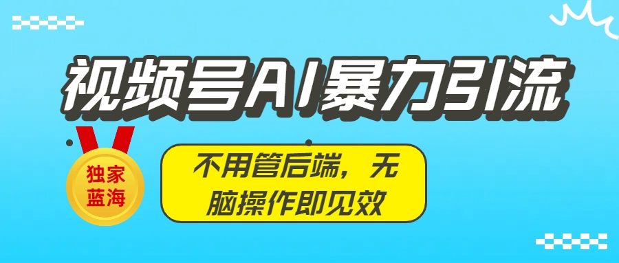 独家蓝海!视频号AI暴力引流:不用管后端,无脑操作即见效-万图副业网