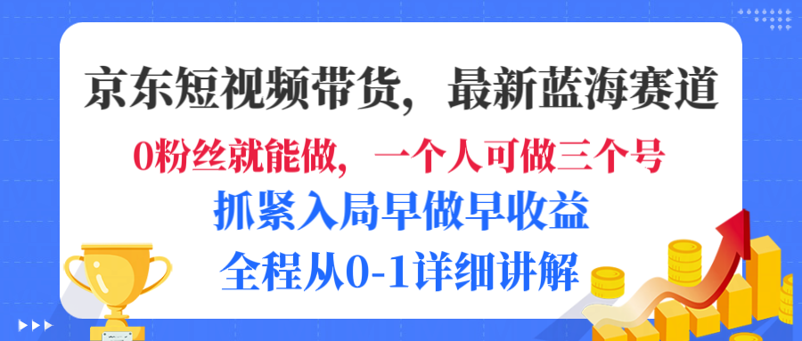 京东短视频带货，最新蓝海赛道，发视频长尾流量，未来几年躺赚被动收益，全程从0-1详细讲解-万图副业网
